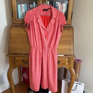 Maeve Orange Patterned Faux Wrap Dress Size XS